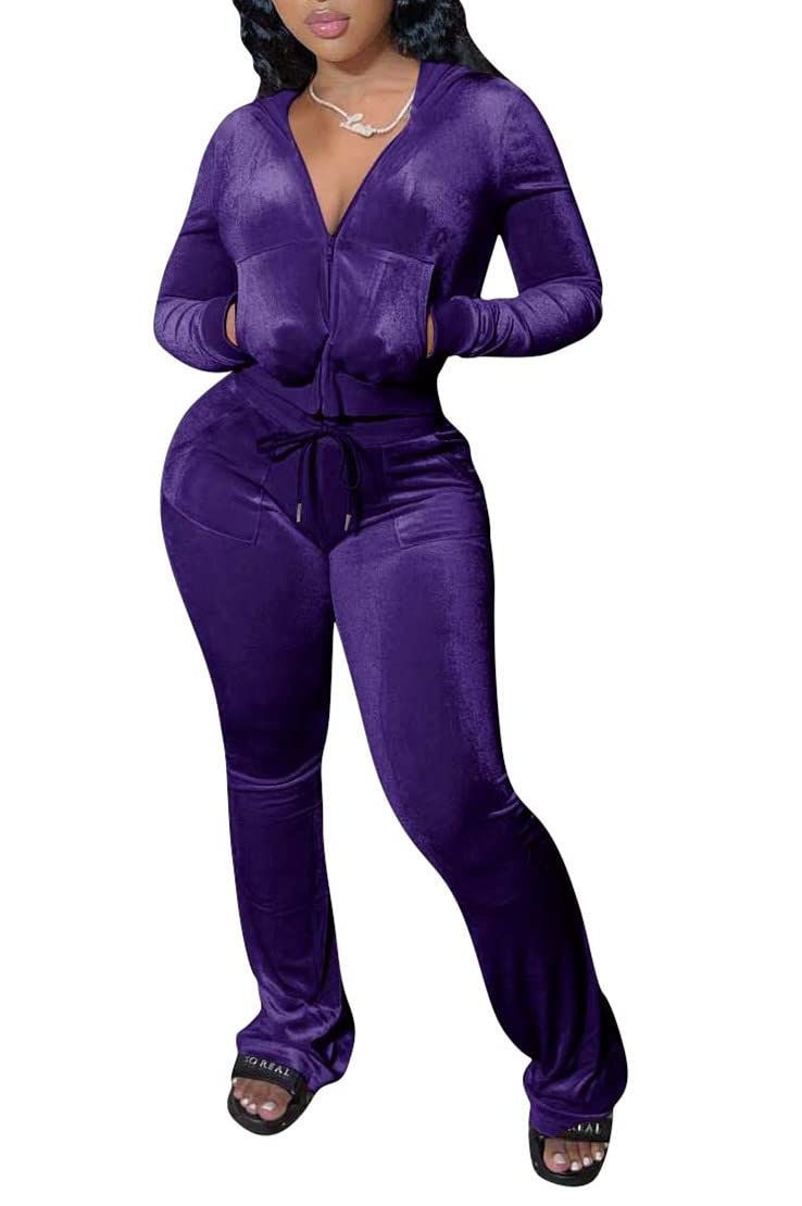  Yeshire Women's Velvet Sweatsuit with Pockets for Casual Wear
| Yeshire Women's Zip-up Hoodie Jogging Set with Pockets 