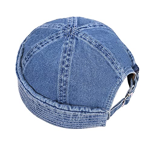 Zgboaht Fashion Denim Beanie Hat for Men Women: Vintage Docker Cap Brimless Cuff Hats