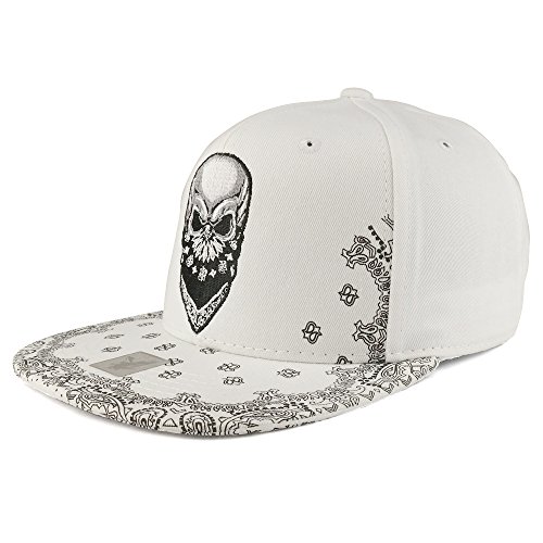 Trendy Apparel Shop Skull Embroidered Paisley Print Flatbill Cap for Men
| Trendy Apparel Shop Skull Bandana Embroidere