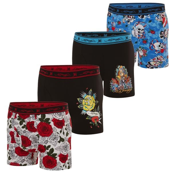 ED HARDY Mens Active Stretch Breathable Boxer Briefs - Multipack for Gym and Everyday Comfort