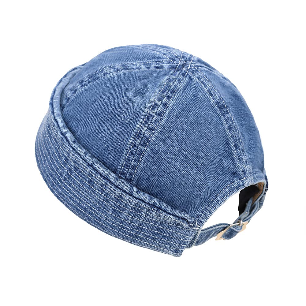 Zgboaht Fashion Denim Beanie Hat for Men Women: Vintage Docker Cap Brimless Cuff Hats