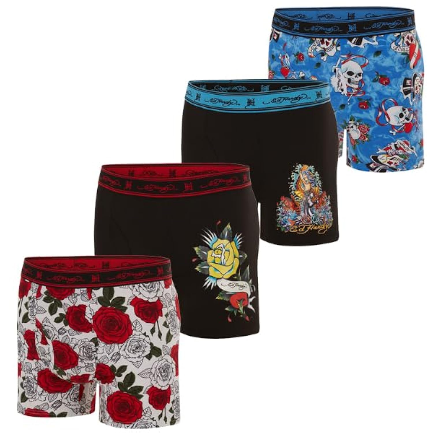 ED HARDY Mens Active Stretch Breathable Boxer Briefs - Multipack for Gym and Everyday Comfort