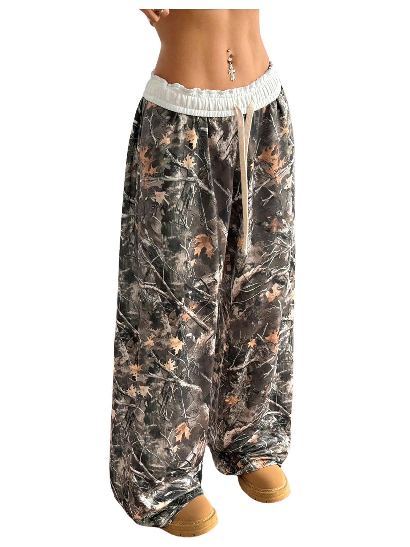 SOLY HUX Women's Camo Wide Leg Sweatpants Elastic Waist Trendy Y2K Drawstring Pants  
SOLY HUX Women's Camo Wide Leg Bag