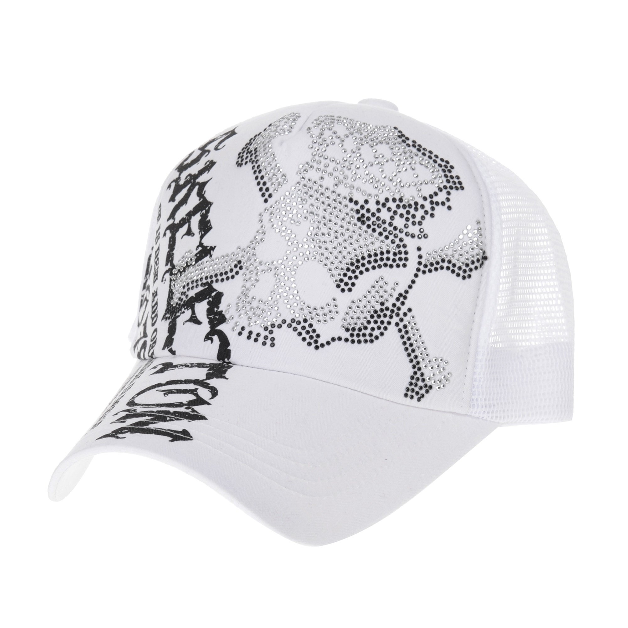 WITHMOONS Meshed Baseball Cap KR1751 for Men and Women with Skull Rhinestones Stylish Summer Hat